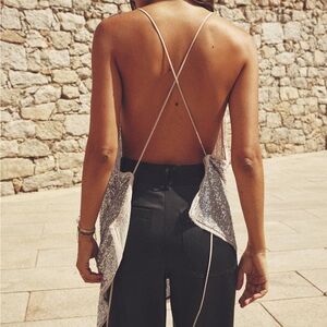 Zara Silver Sequin Backless Camisole